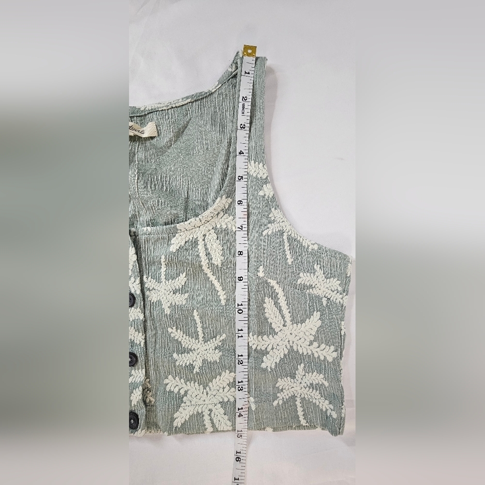 NWT Madewell Women's Sage Jacquard Square-Neck Button-Front Crop Tank Sz S - Picture 9 of 10